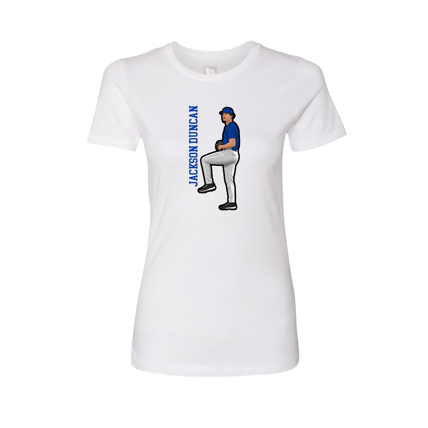 Fitted Women's Tee — Name Vertical in White