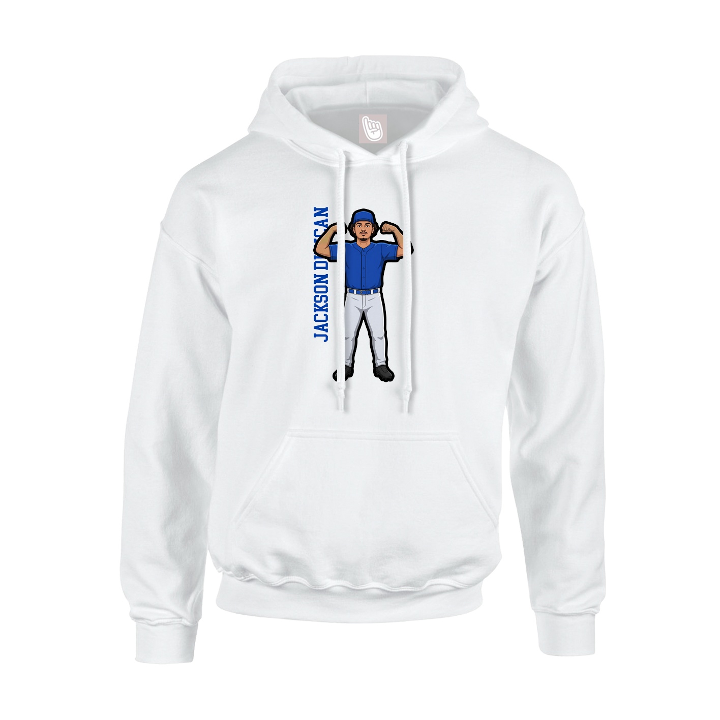 Youth Hoodie — Name Vertical in White