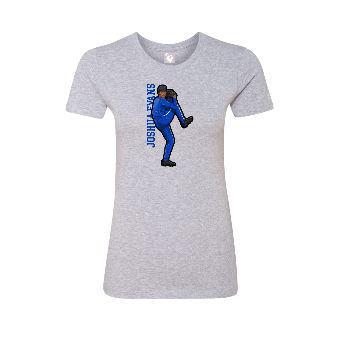 Fitted Women's Tee — Name Vertical in Grey