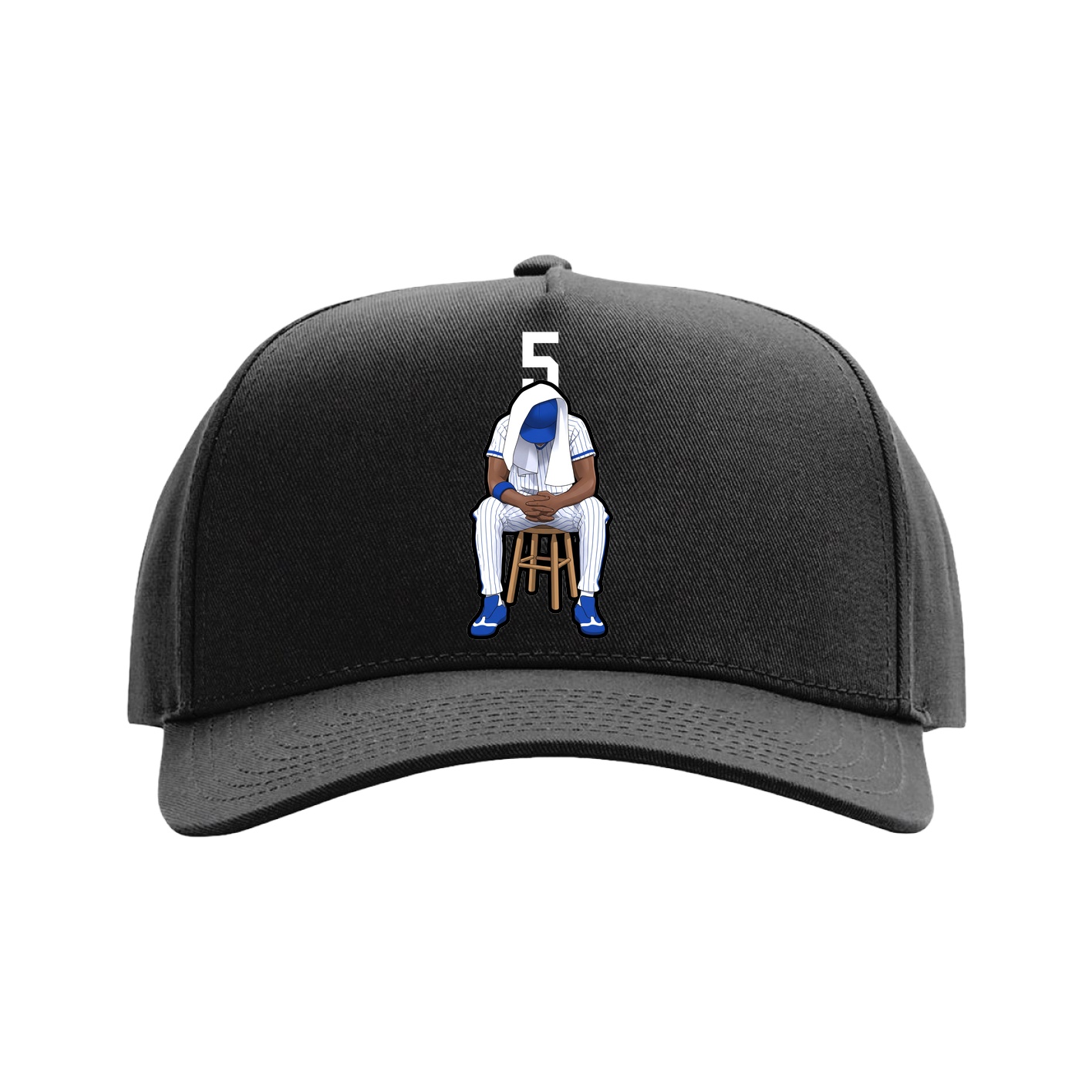 Full Fabric Five-Panel Champ Cap — Number Top in Black