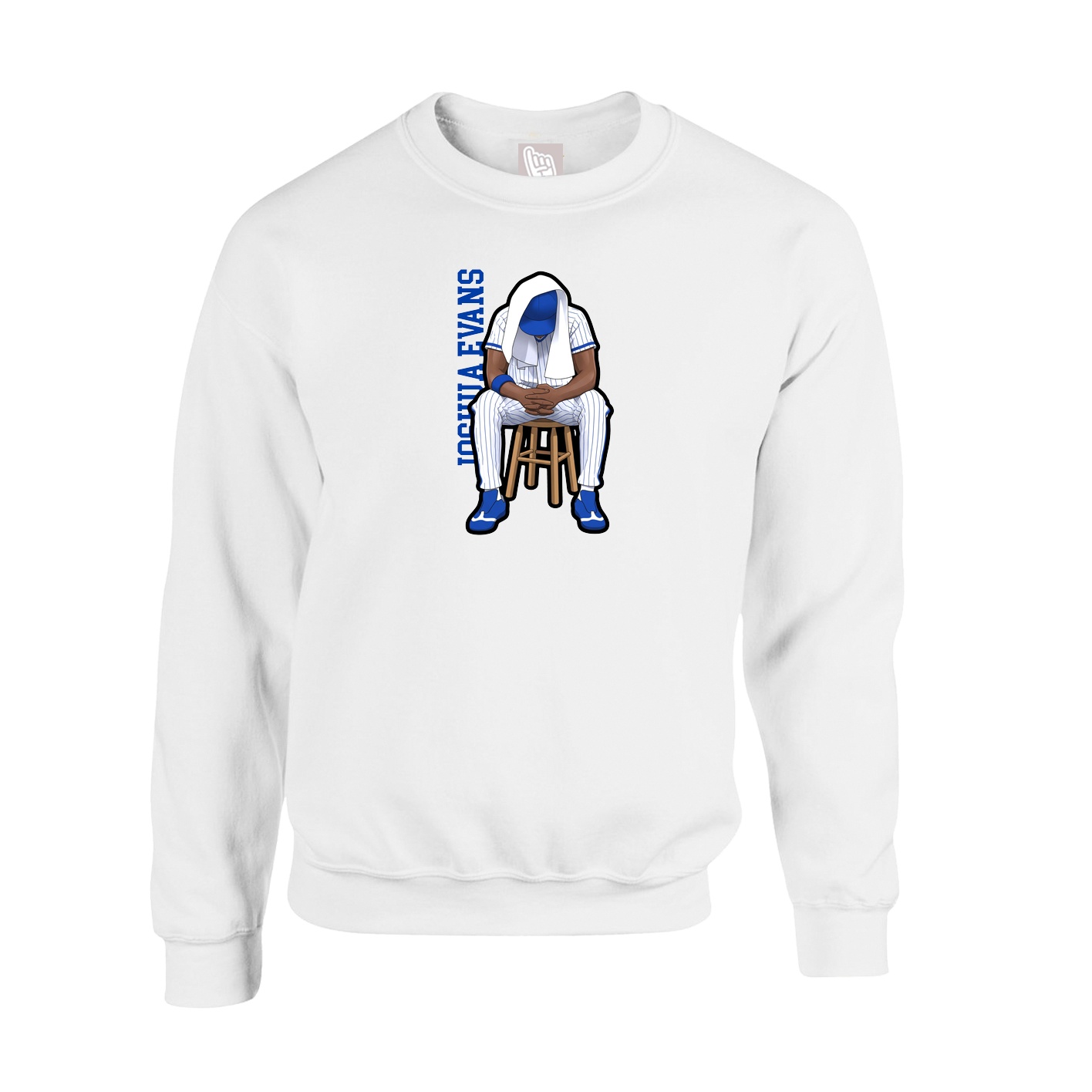 Fleece Crew — Name Vertical in White