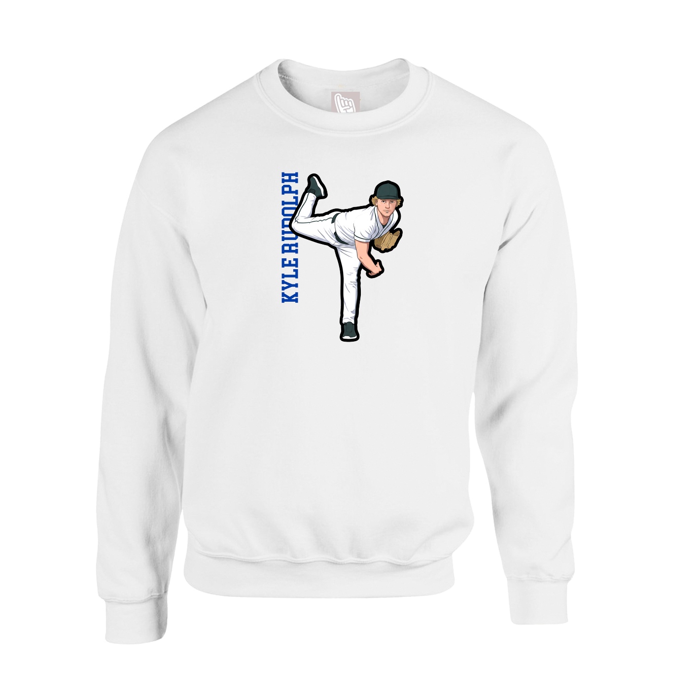 Fleece Crew — Name Vertical in White