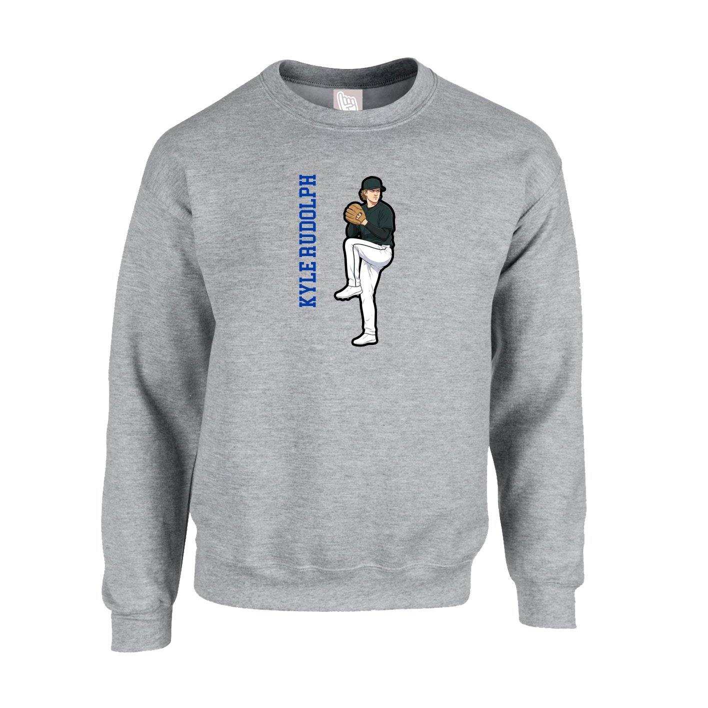Fleece Crew — Name Vertical in Grey