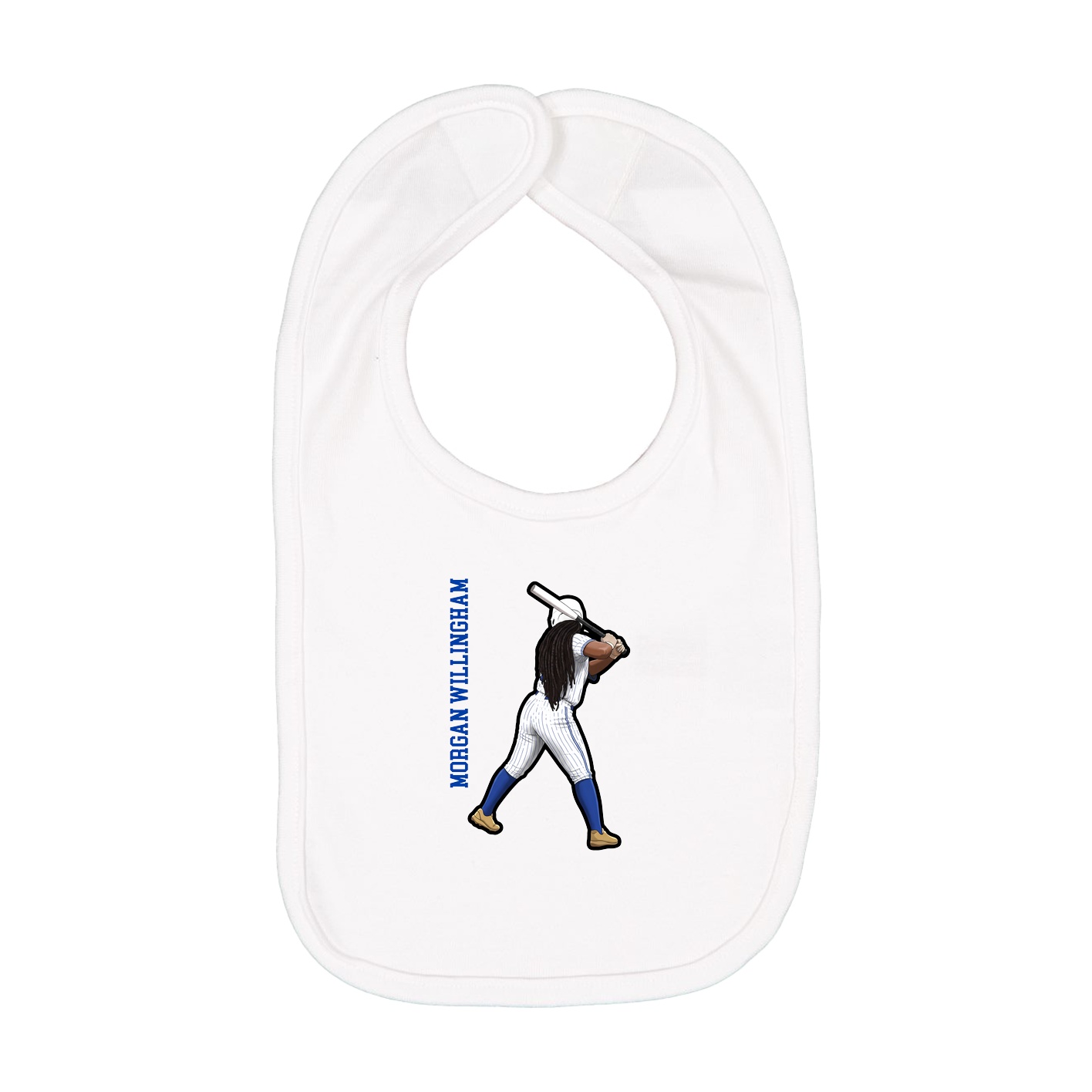Infant Bib — Name Vertical in White