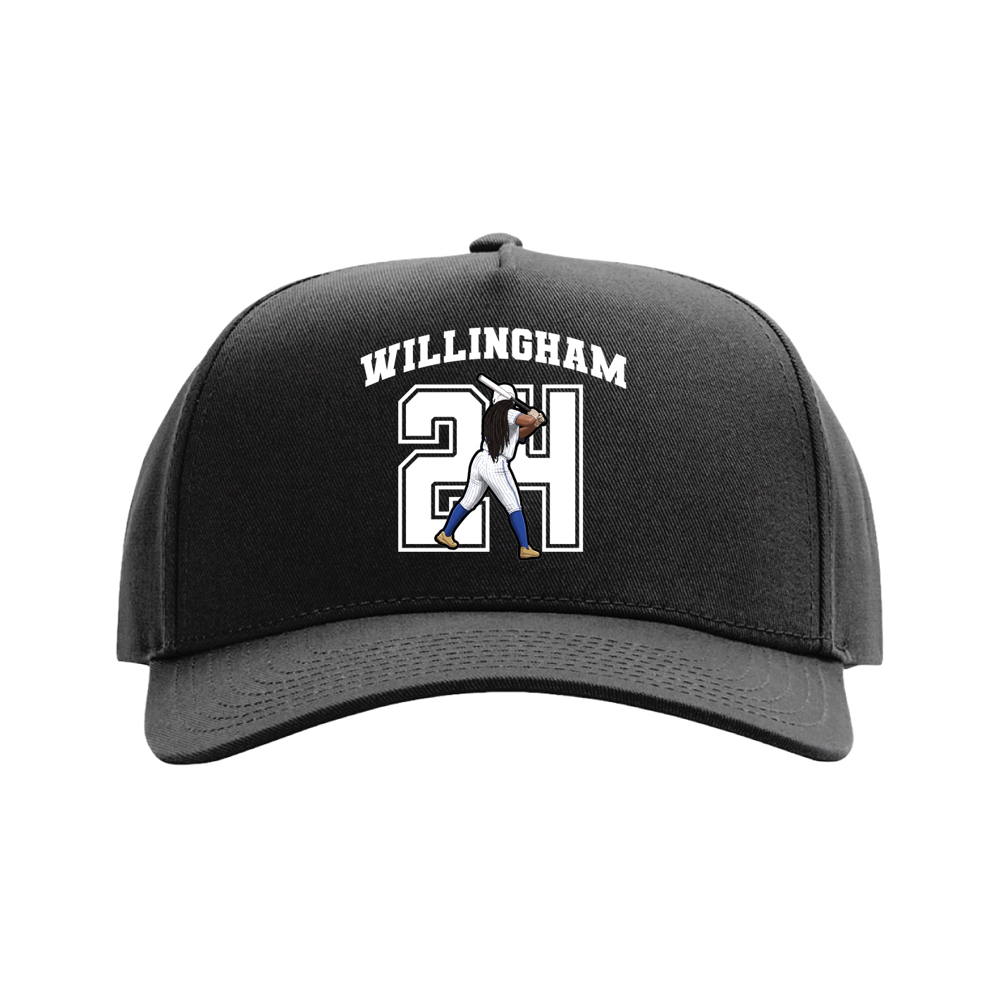 Full Fabric Five-Panel Champ Cap — Number in Black