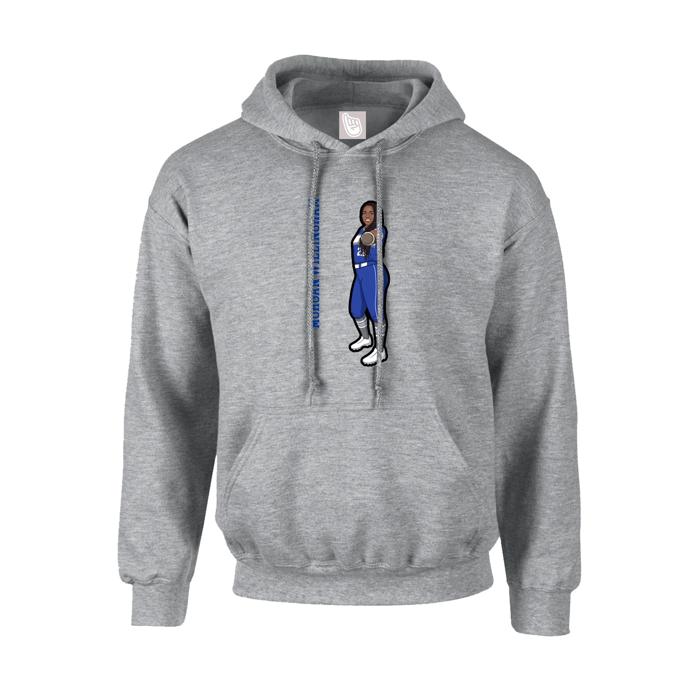 Youth Hoodie — Name Vertical in Grey
