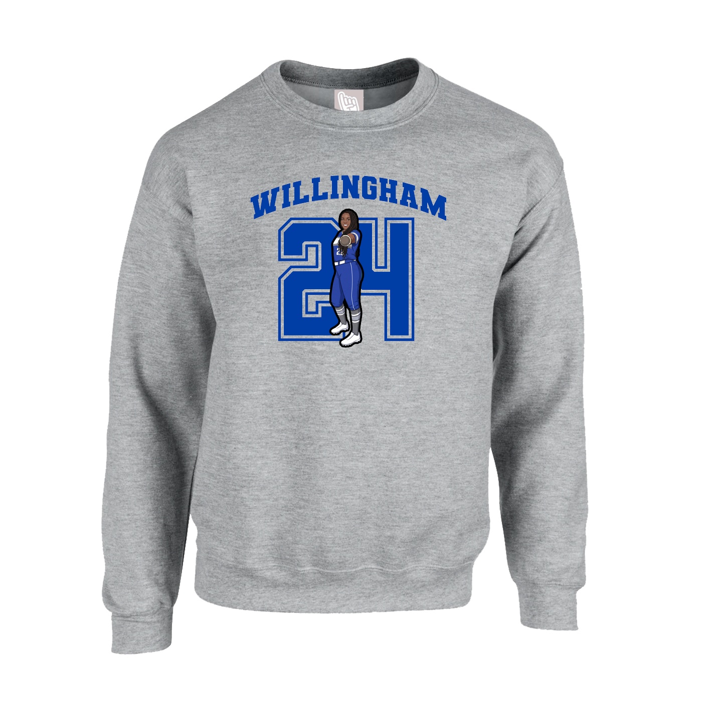 Fleece Crew — Number in Grey