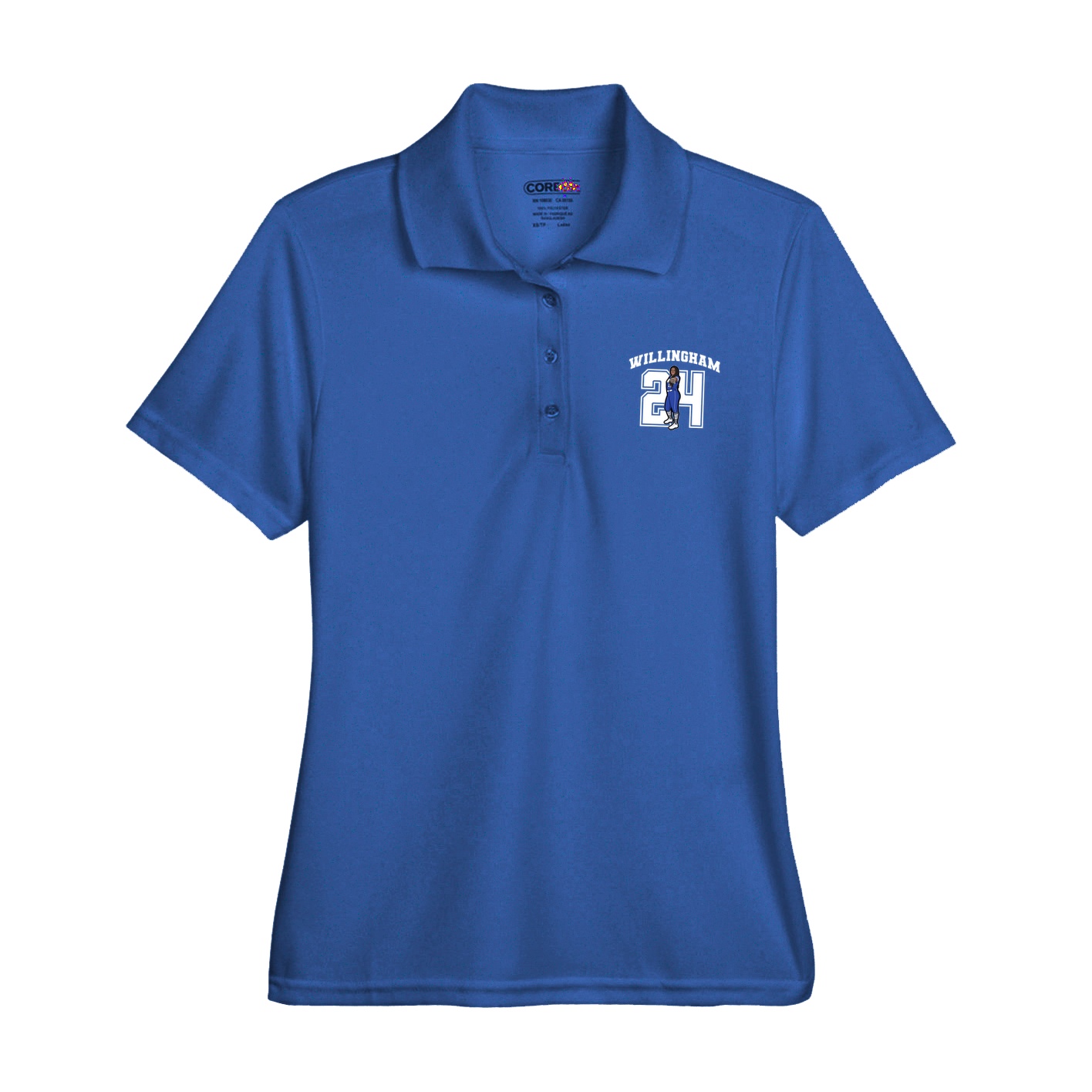 Womens Performance Polo — Number in Royal