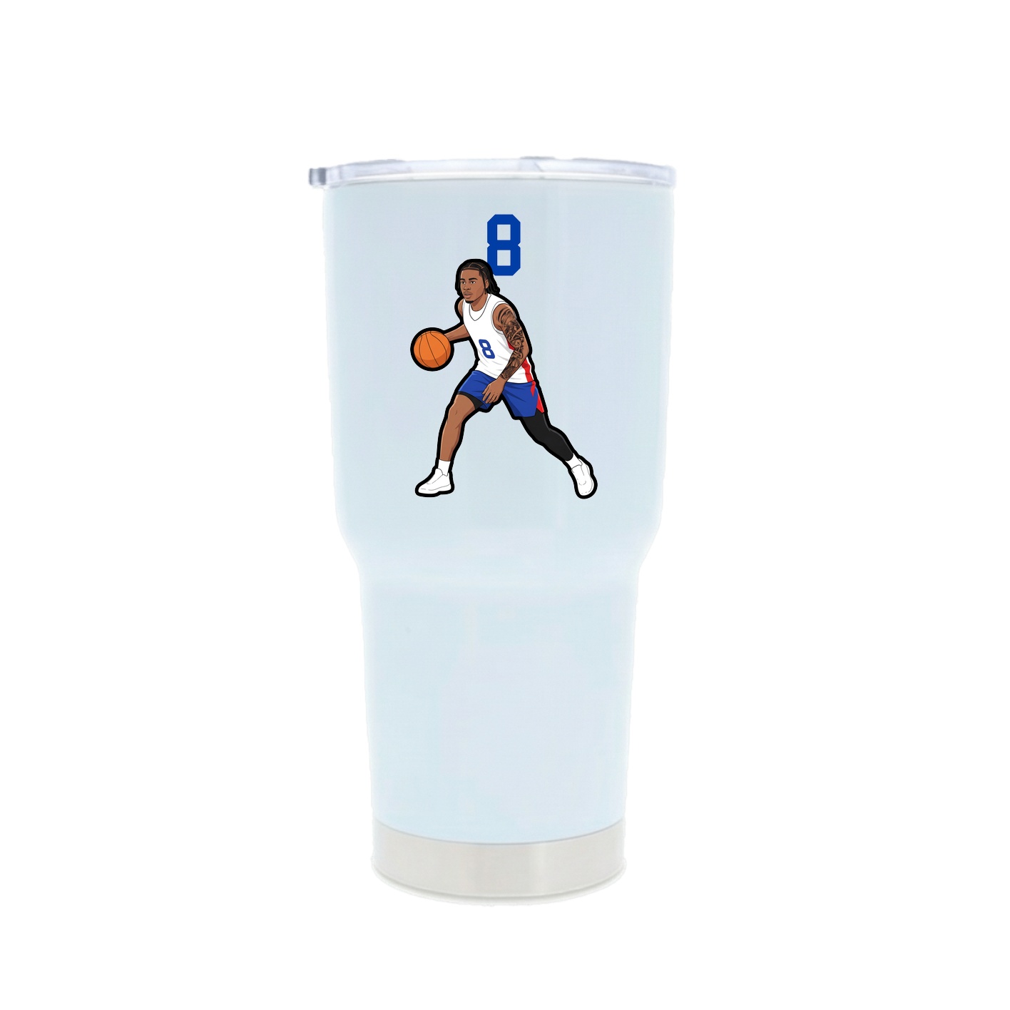 30oz Stainless Steel Tumbler — Number Top in White