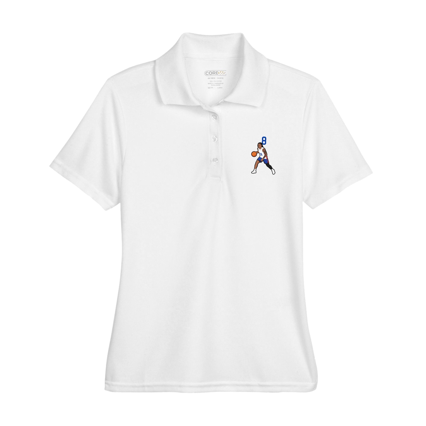 Womens Performance Polo — Number Top in White