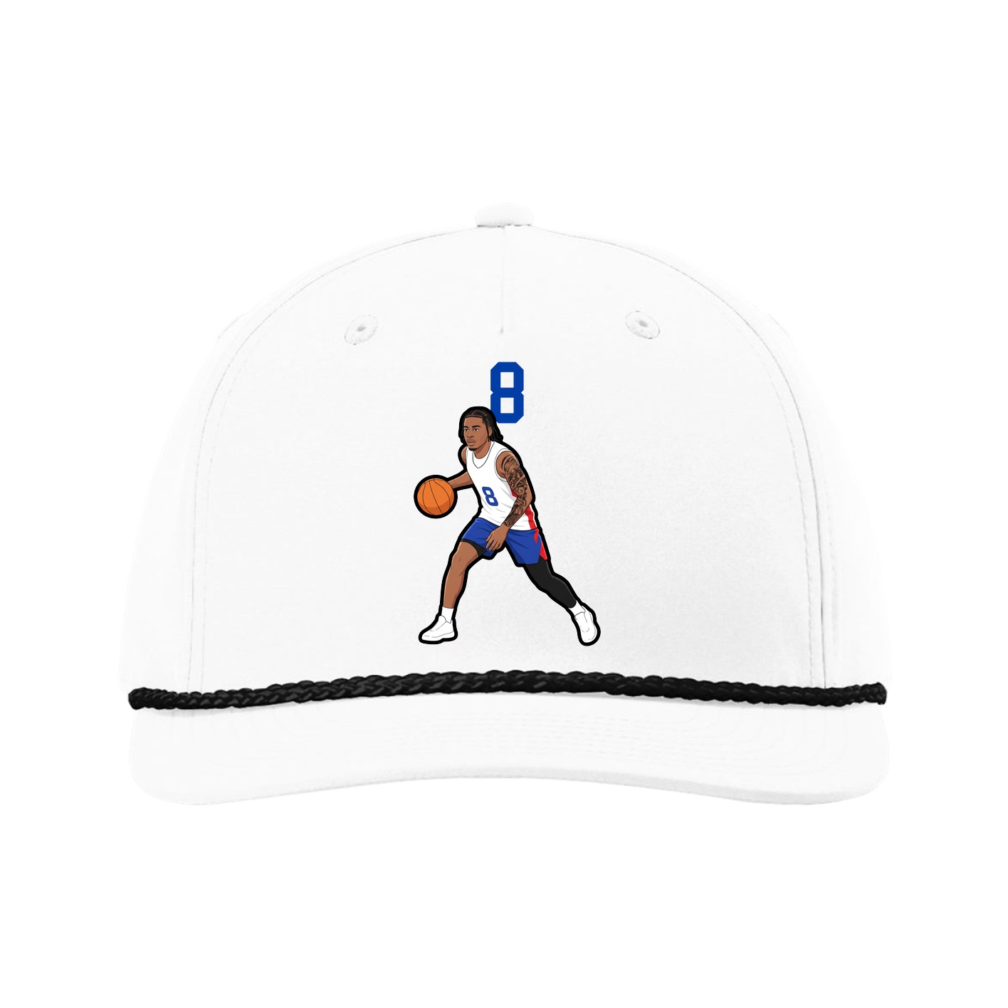 Five-Panel Classic Rope Cap — Number Top in White