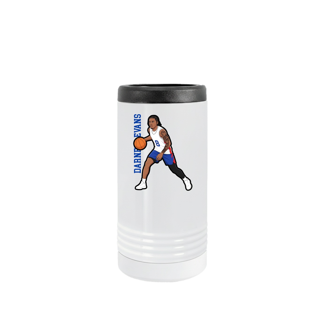 Slim Beverage Holder — Name Vertical in White