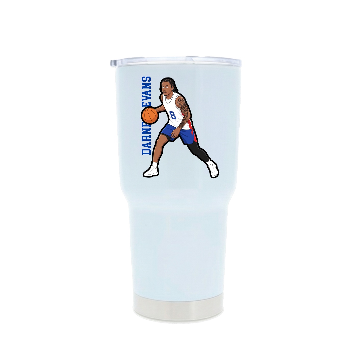30oz Stainless Steel Tumbler — Name Vertical in White