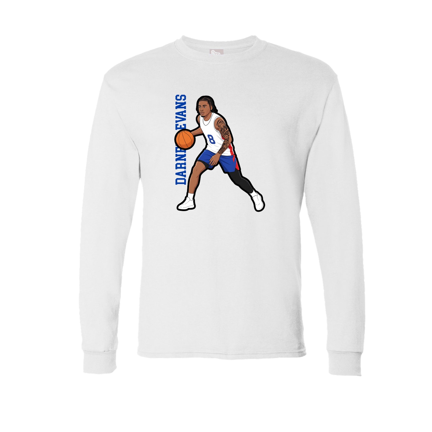 Long Sleeve Tee — Name Vertical in White