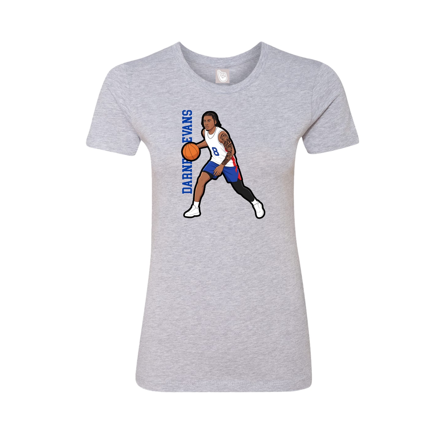 Fitted Women's Tee — Name Vertical in Grey