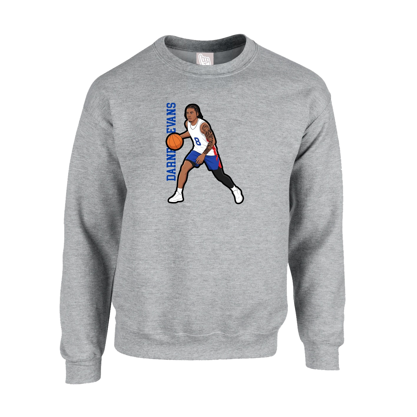 Fleece Crew — Name Vertical in Grey