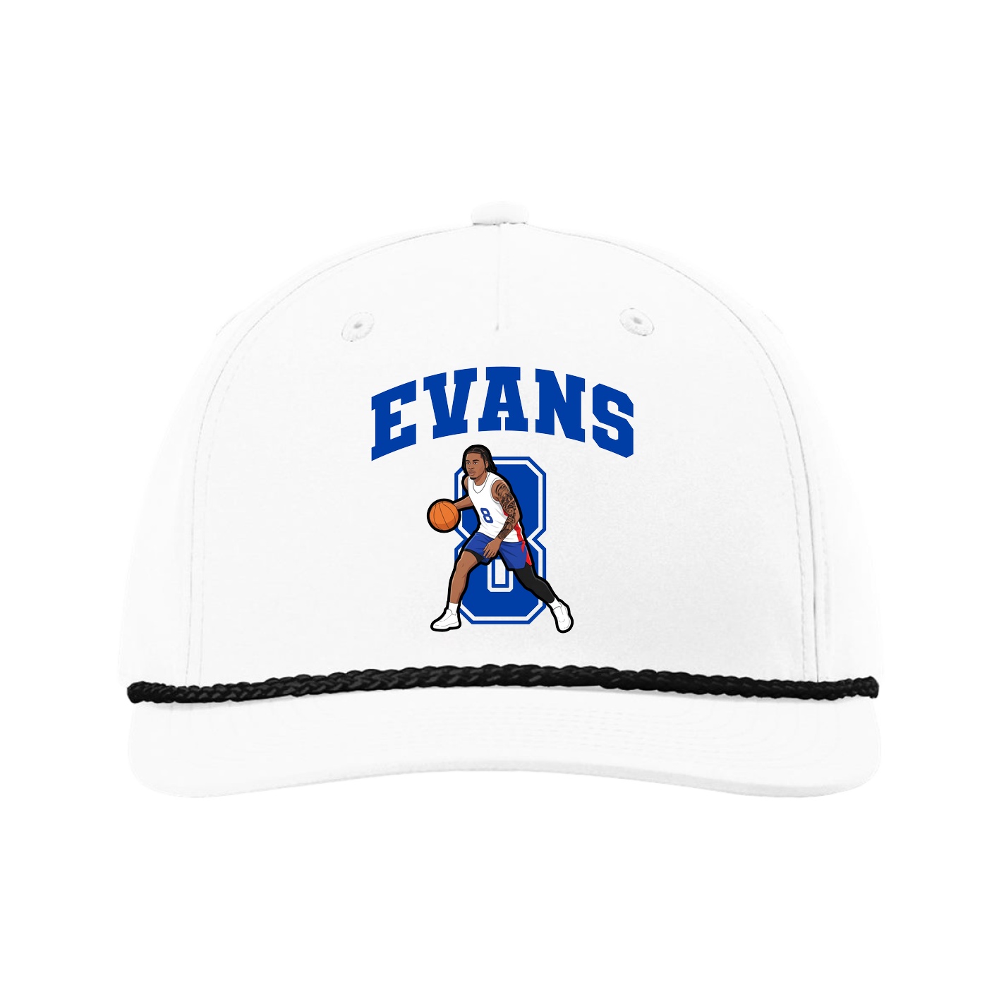Five-Panel Classic Rope Cap — Number in White