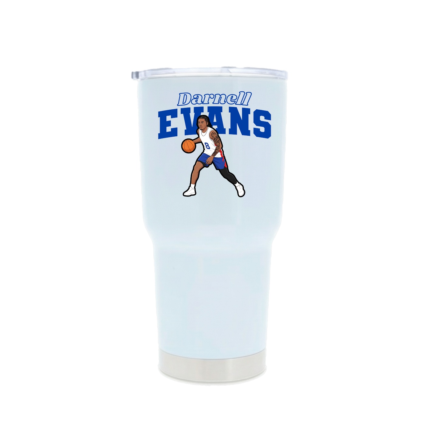 30oz Stainless Steel Tumbler — Name Arch in White