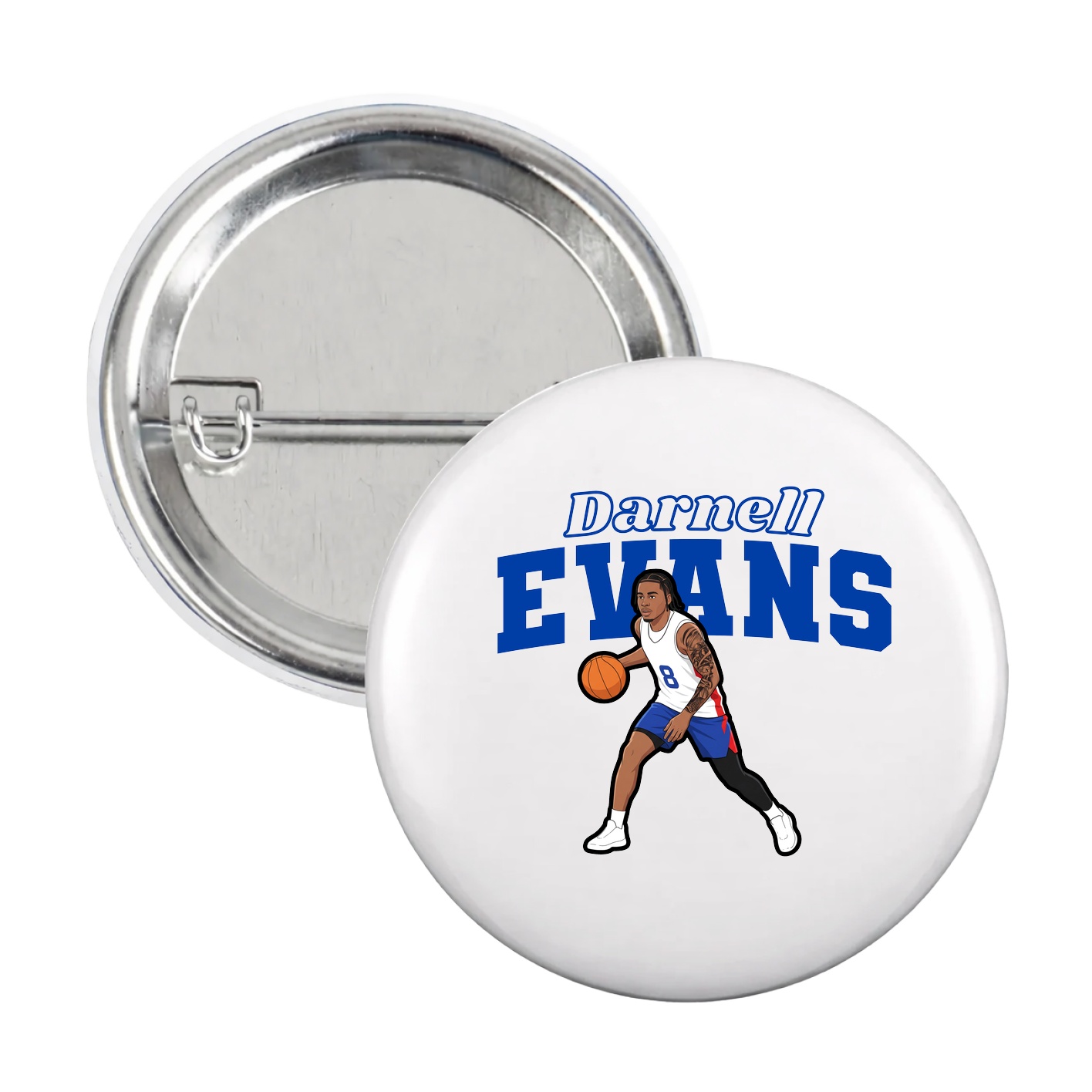 Game Day Button — Name Arch in White