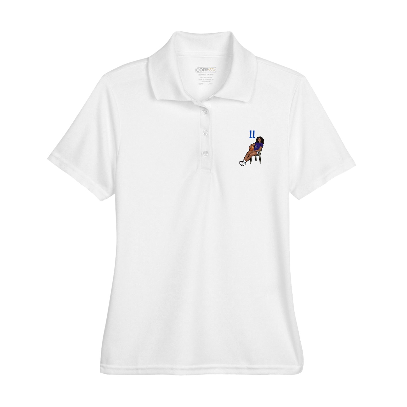 Womens Performance Polo — Number Top in White