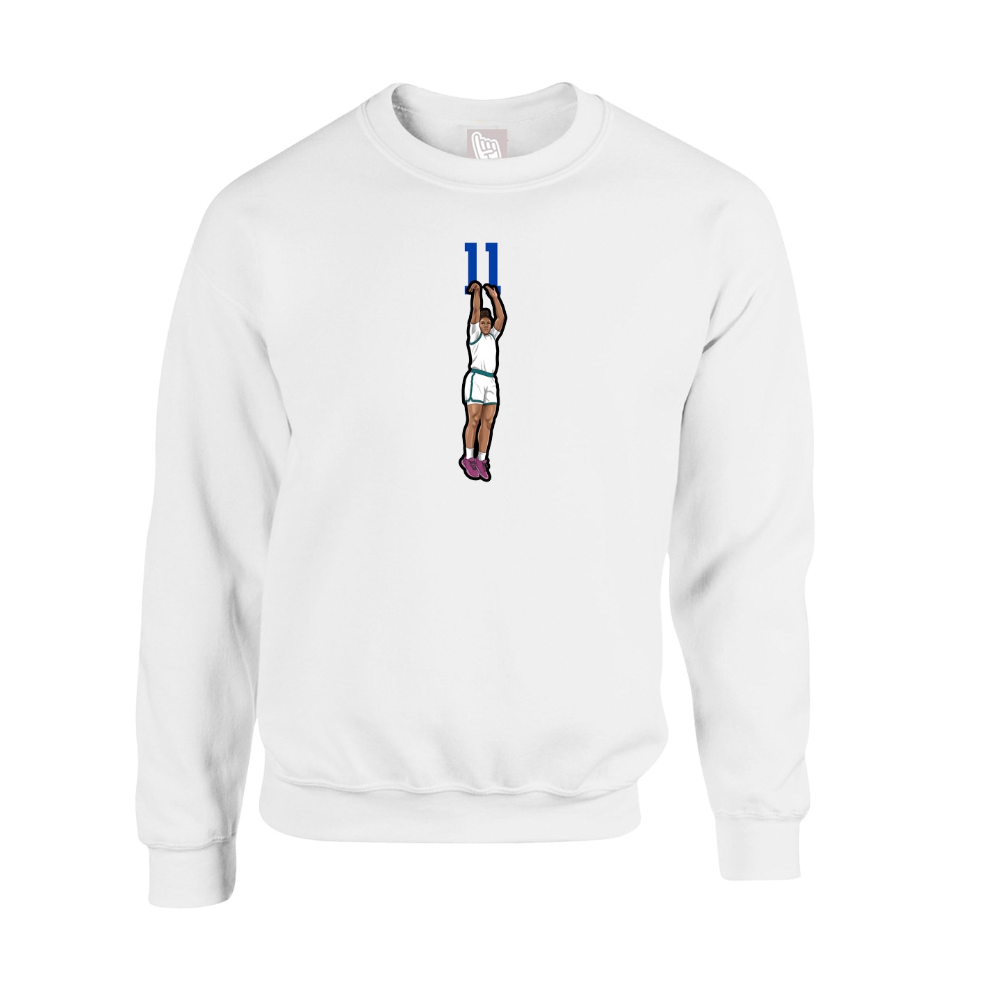 Fleece Crew — Number Top in White