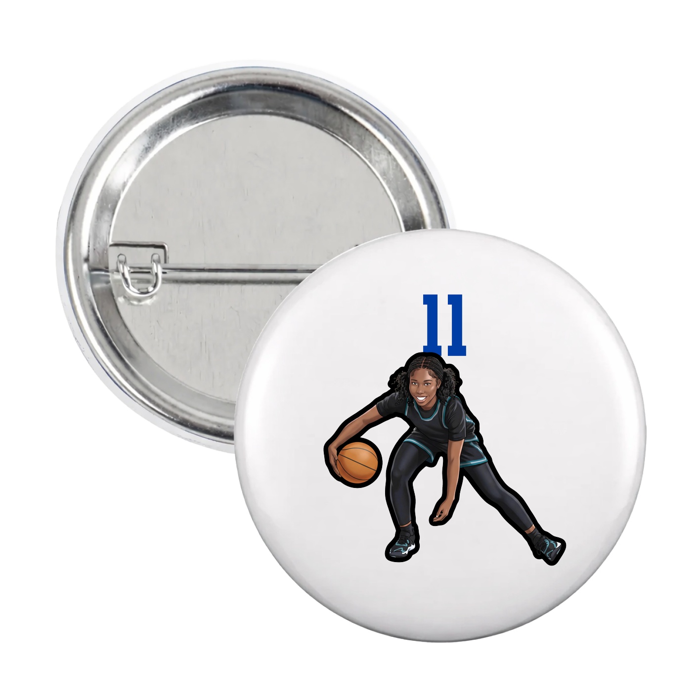 Game Day Button — Number Top in White