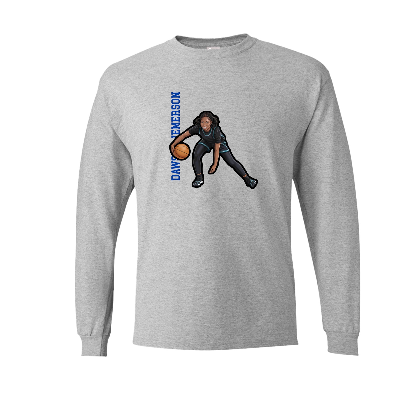 Long Sleeve Tee — Name Vertical in Grey