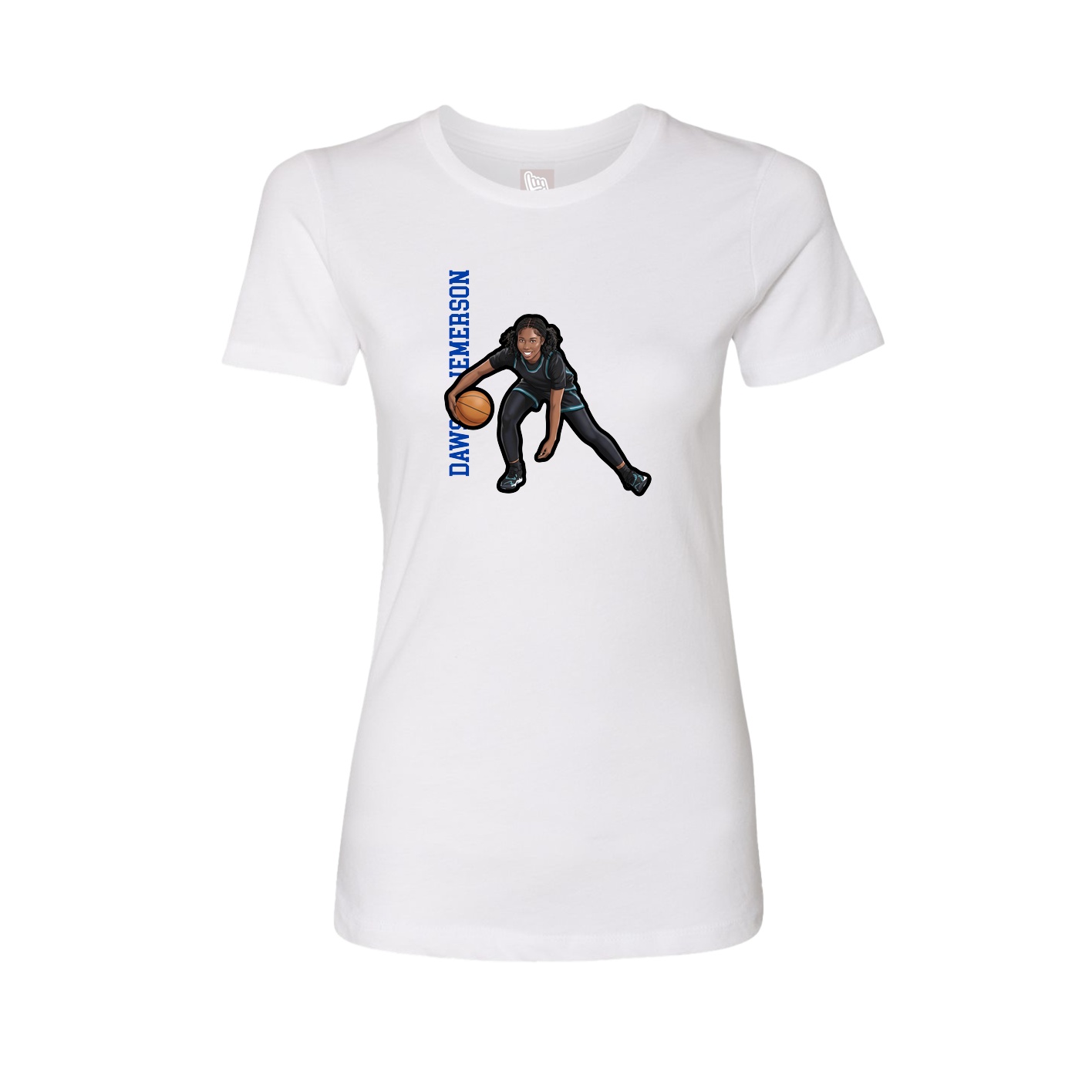 Fitted Women's Tee — Name Vertical in White