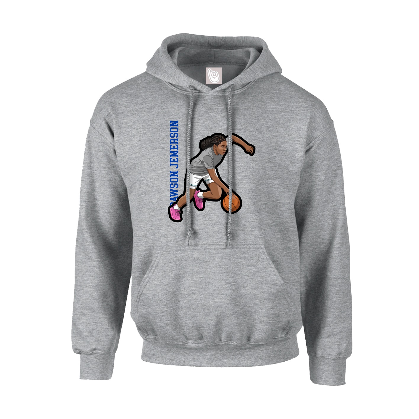 Youth Hoodie — Name Vertical in Grey