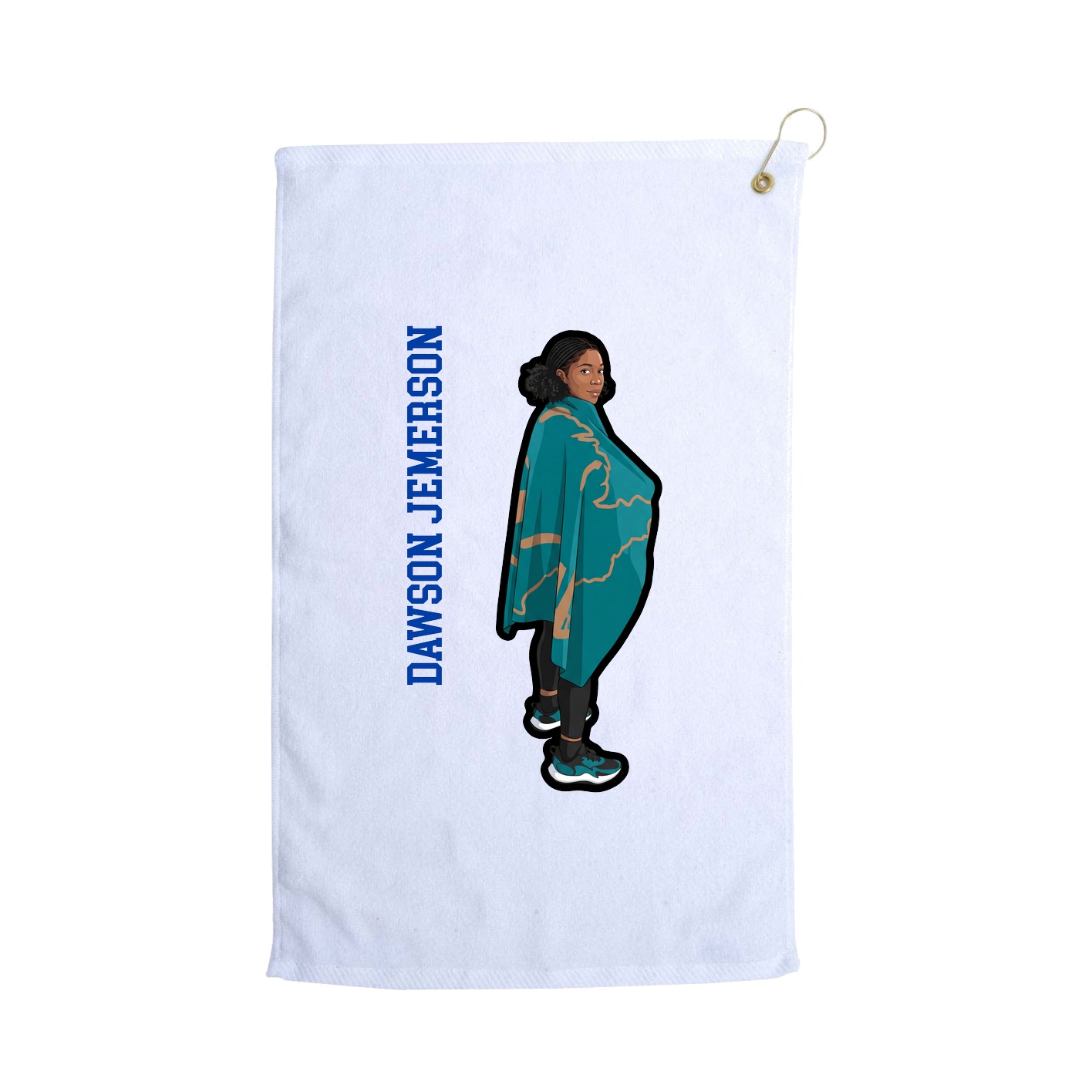 Golf Towel — Name Vertical in White