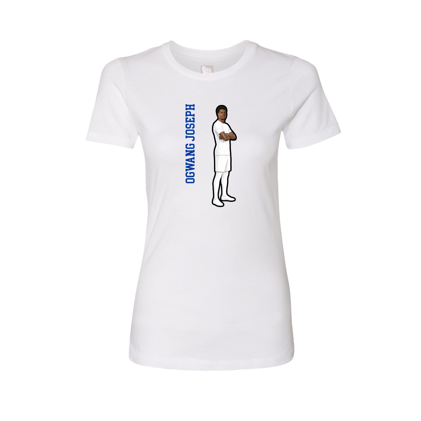 Fitted Women's Tee — Name Vertical in White