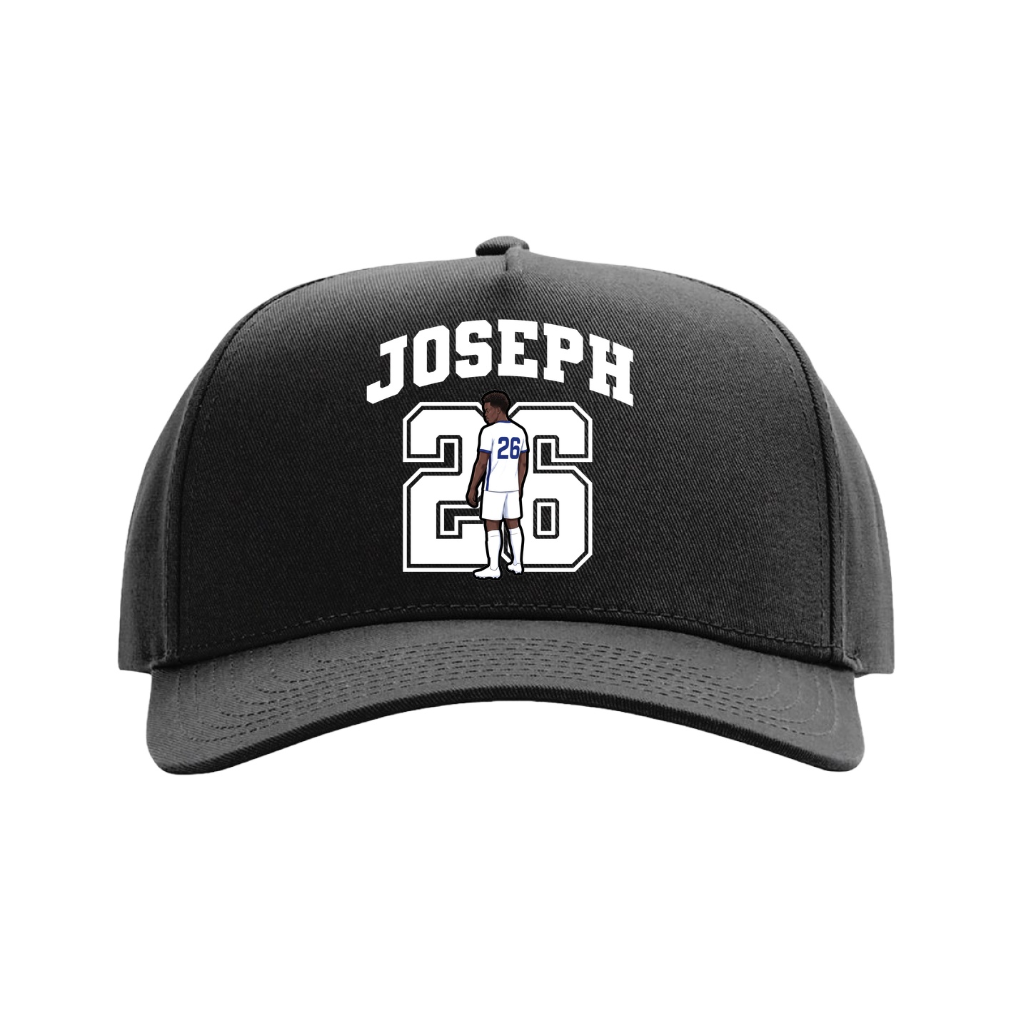 Full Fabric Five-Panel Champ Cap — Number in Black