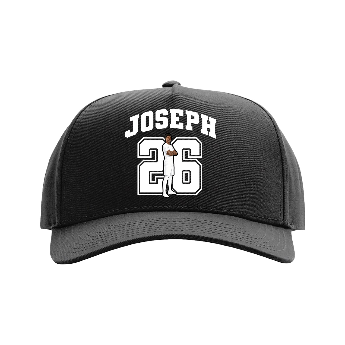 Full Fabric Five-Panel Champ Cap — Number in Black