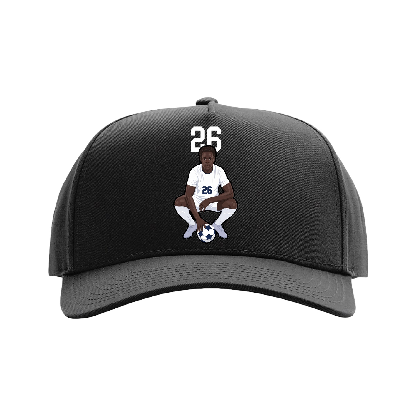 Full Fabric Five-Panel Champ Cap — Number Top in Black