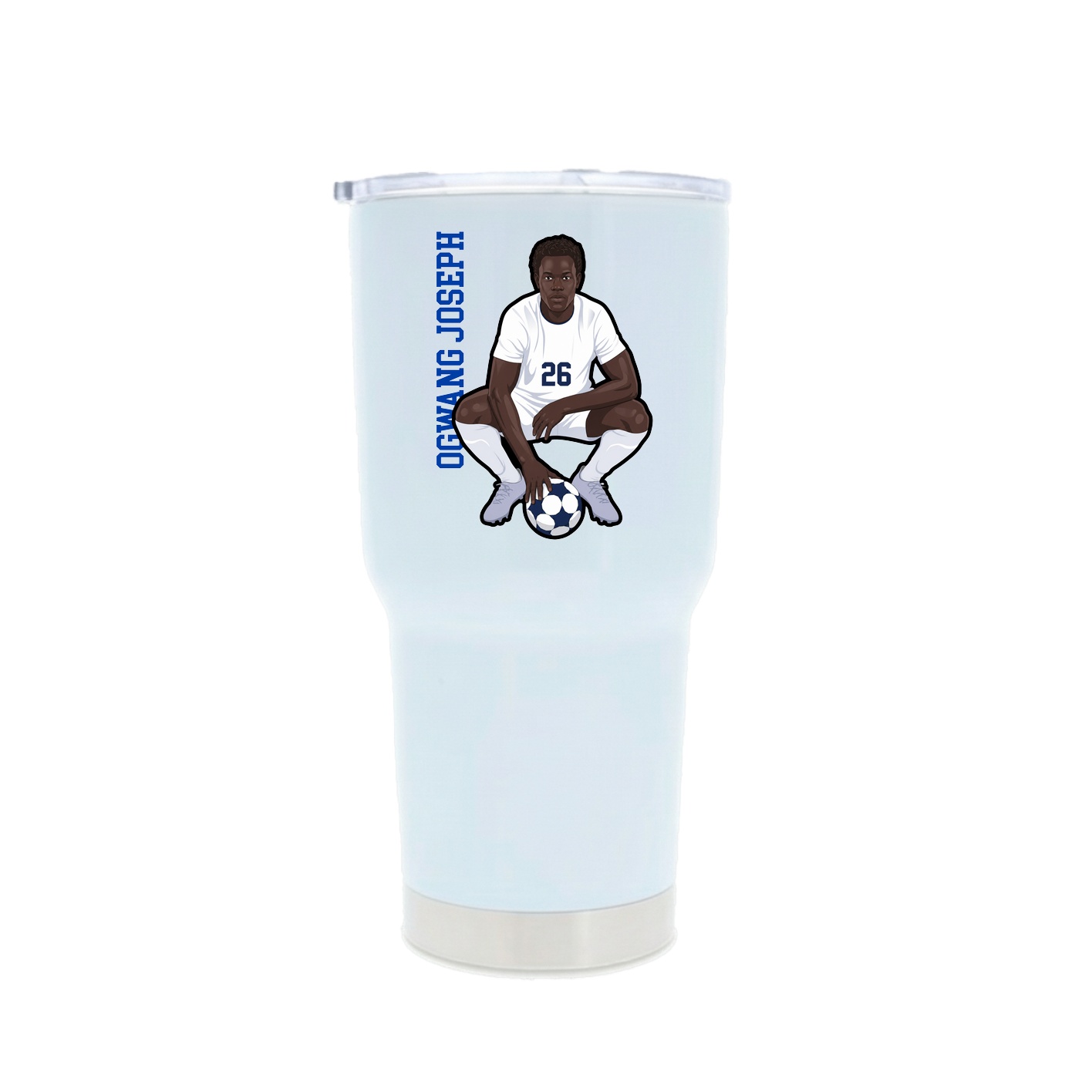 30oz Stainless Steel Tumbler — Name Vertical in White