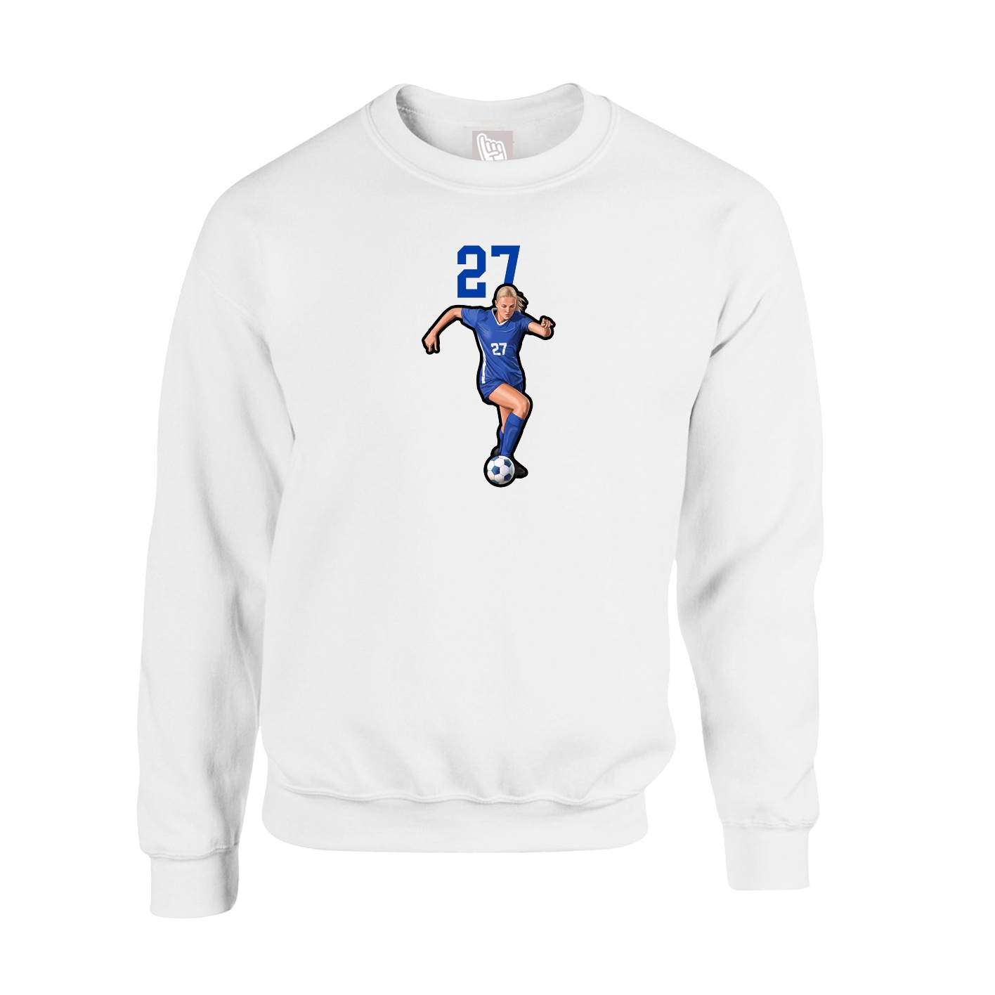 Fleece Crew — Number Top in White