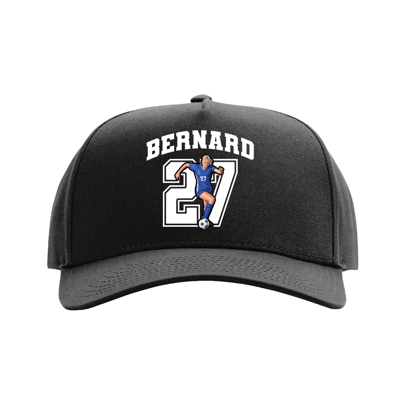 Full Fabric Five-Panel Champ Cap — Number in Black