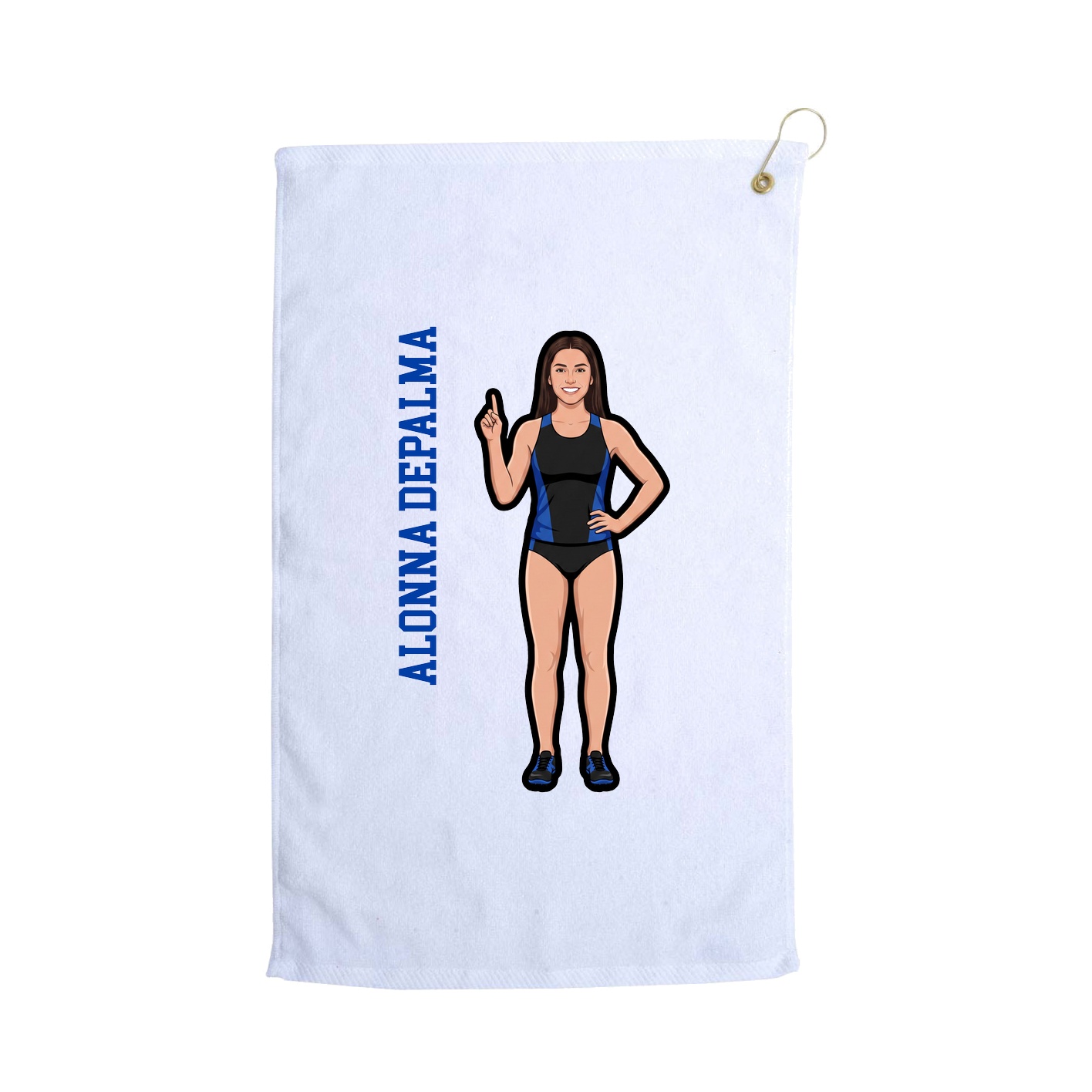 Golf Towel — Name Vertical in White