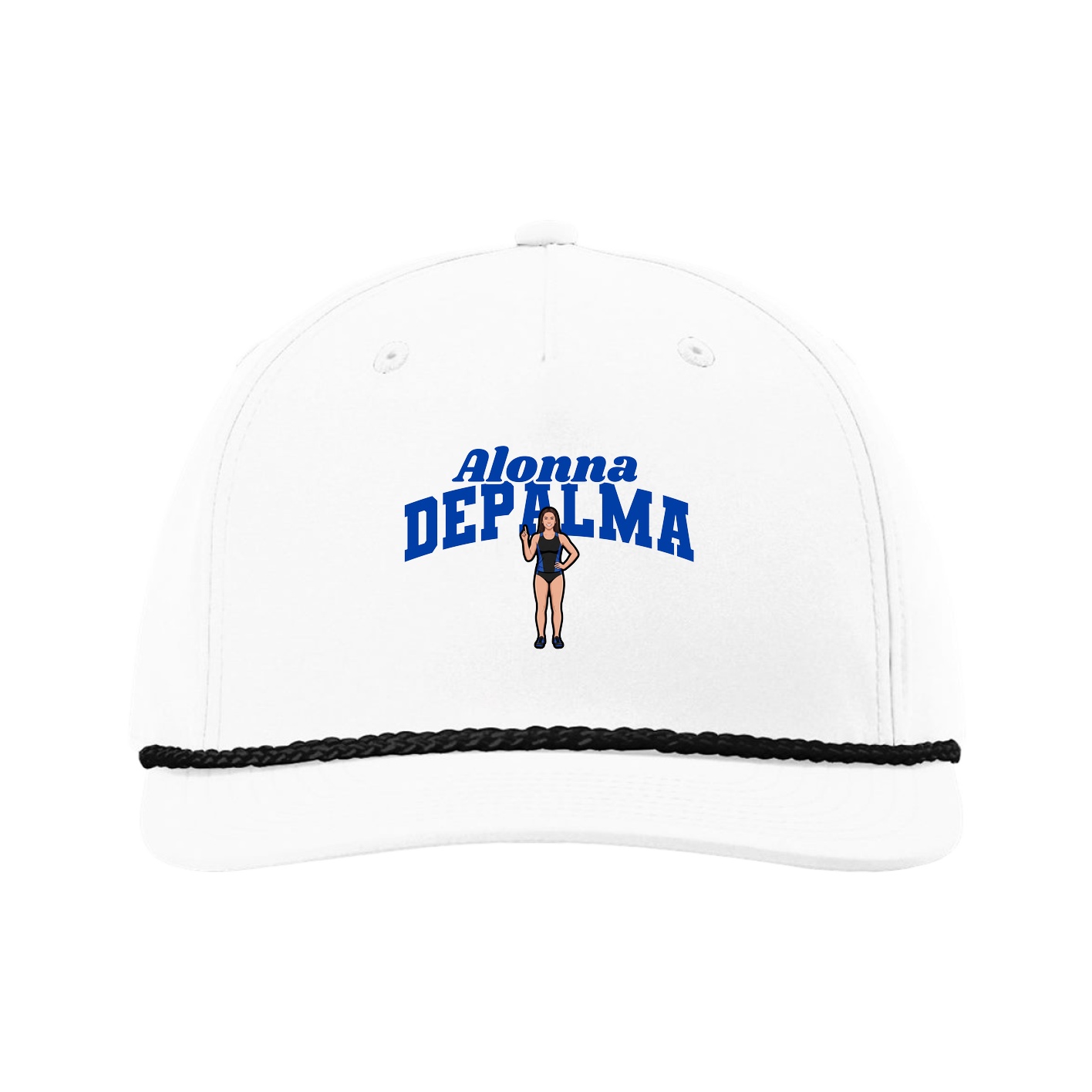 Five-Panel Classic Rope Cap — Signature Arch in White