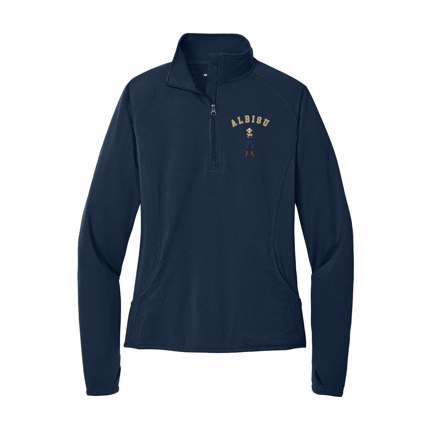 Women's Q-Zip Pullover — Shirsey Arch in Navy