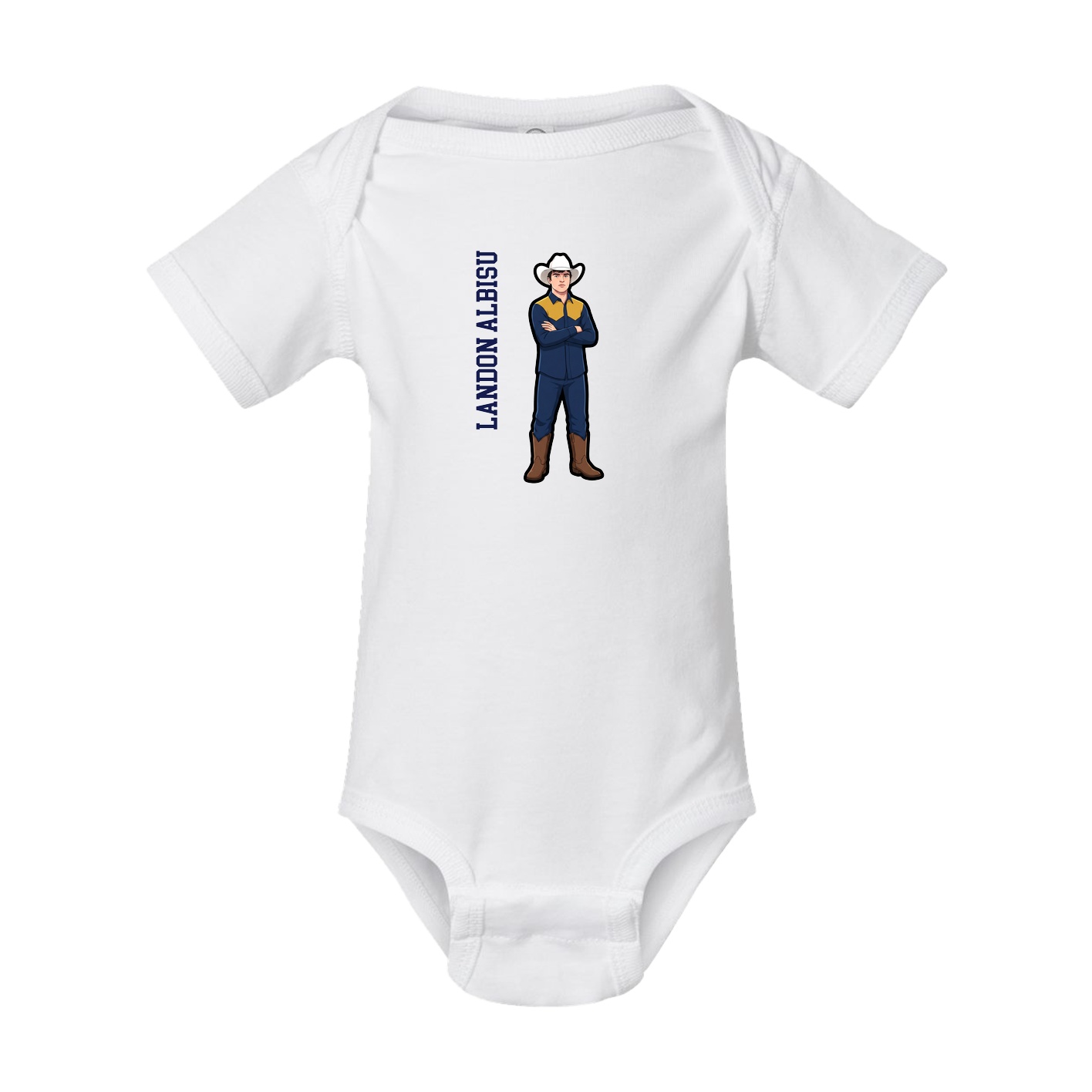 Baby Onesie — Name Vertical in White