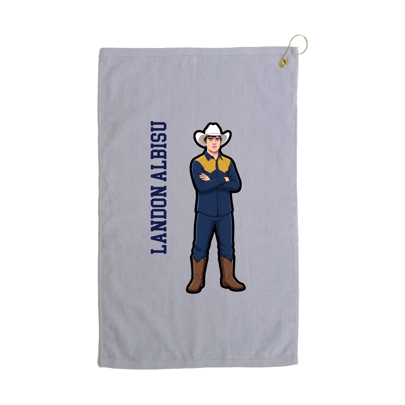 Golf Towel — Name Vertical in Grey