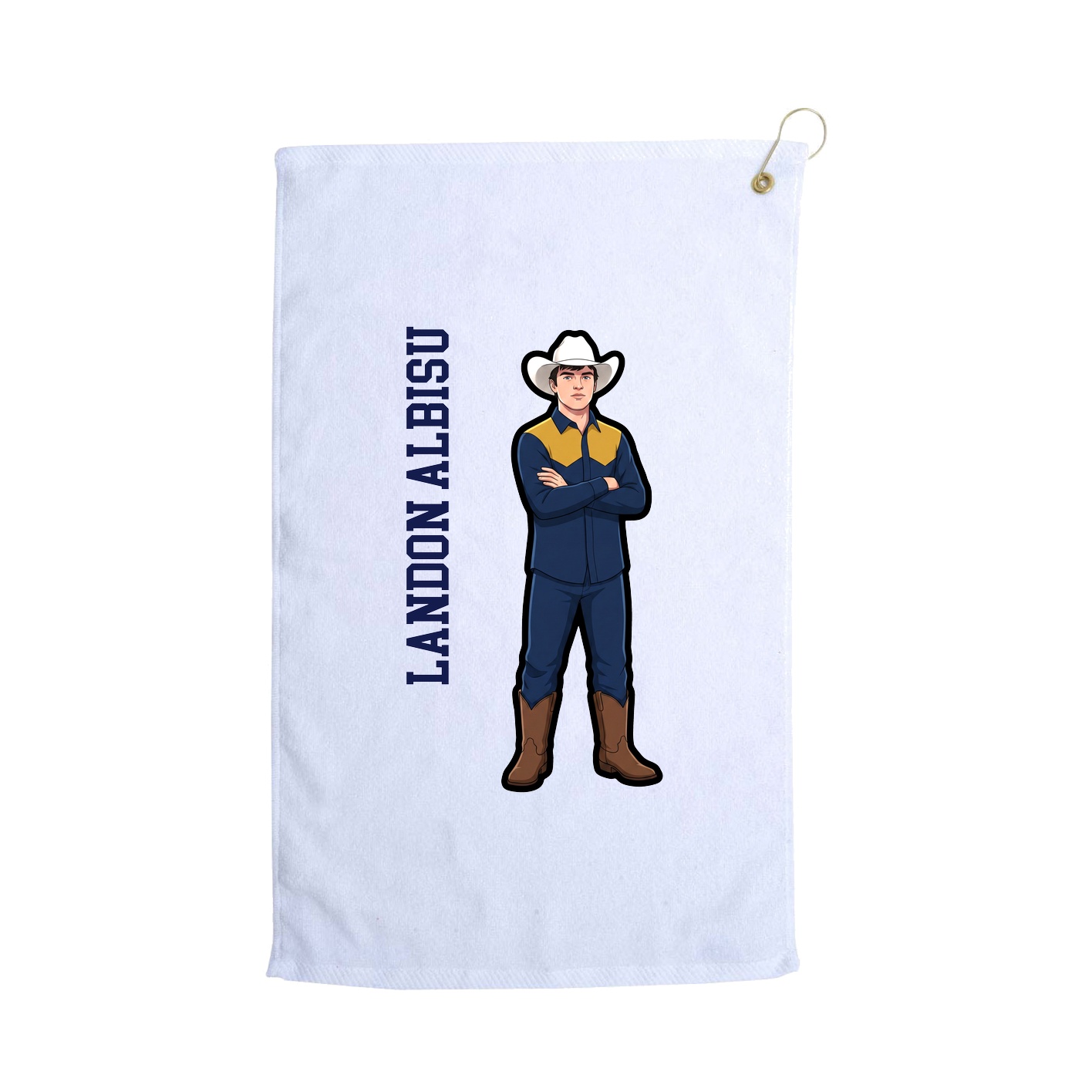 Golf Towel — Name Vertical in White
