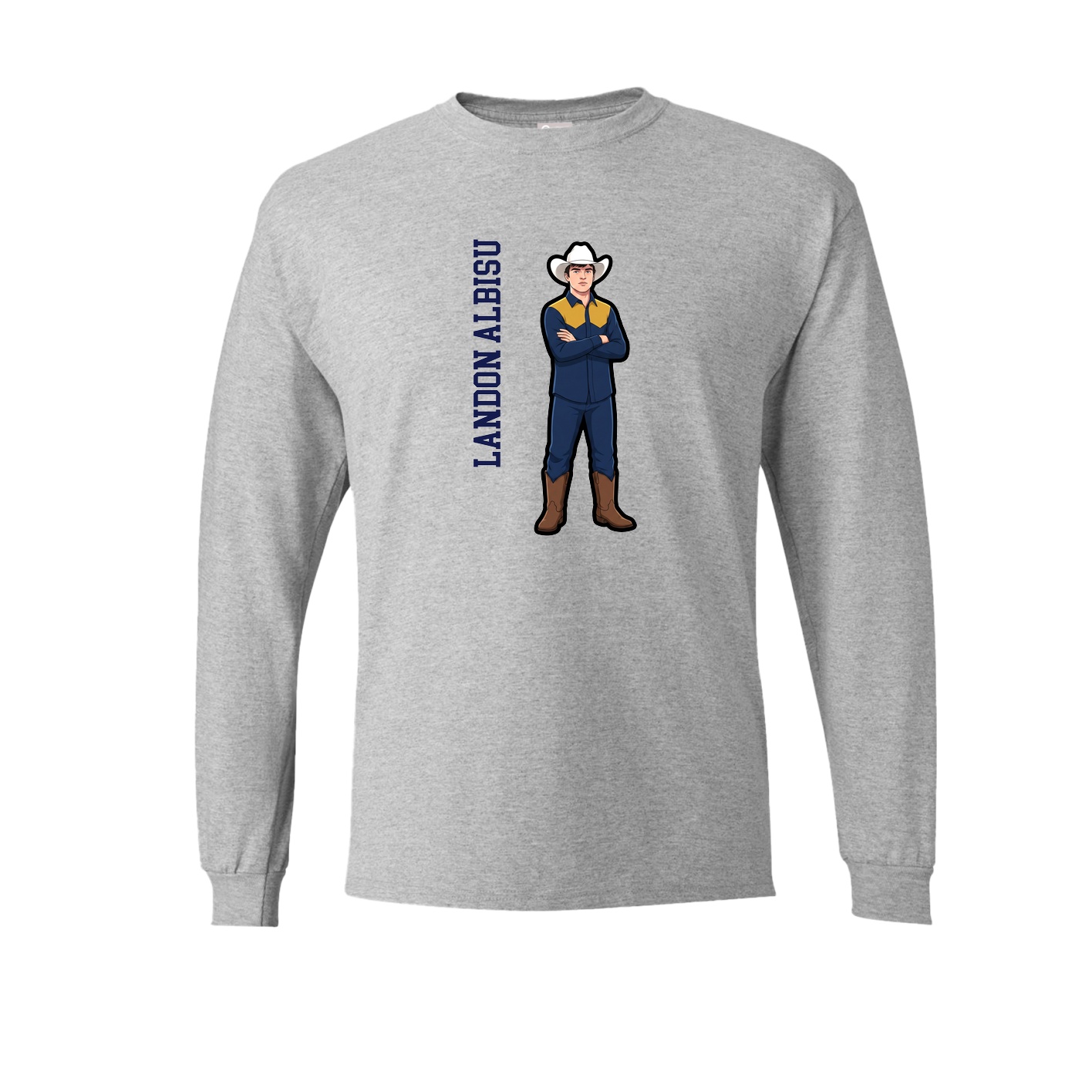 Long Sleeve Tee — Name Vertical in Grey