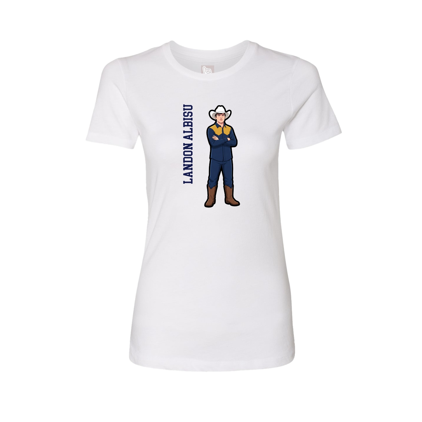 Womens Tee — Name Vertical in White