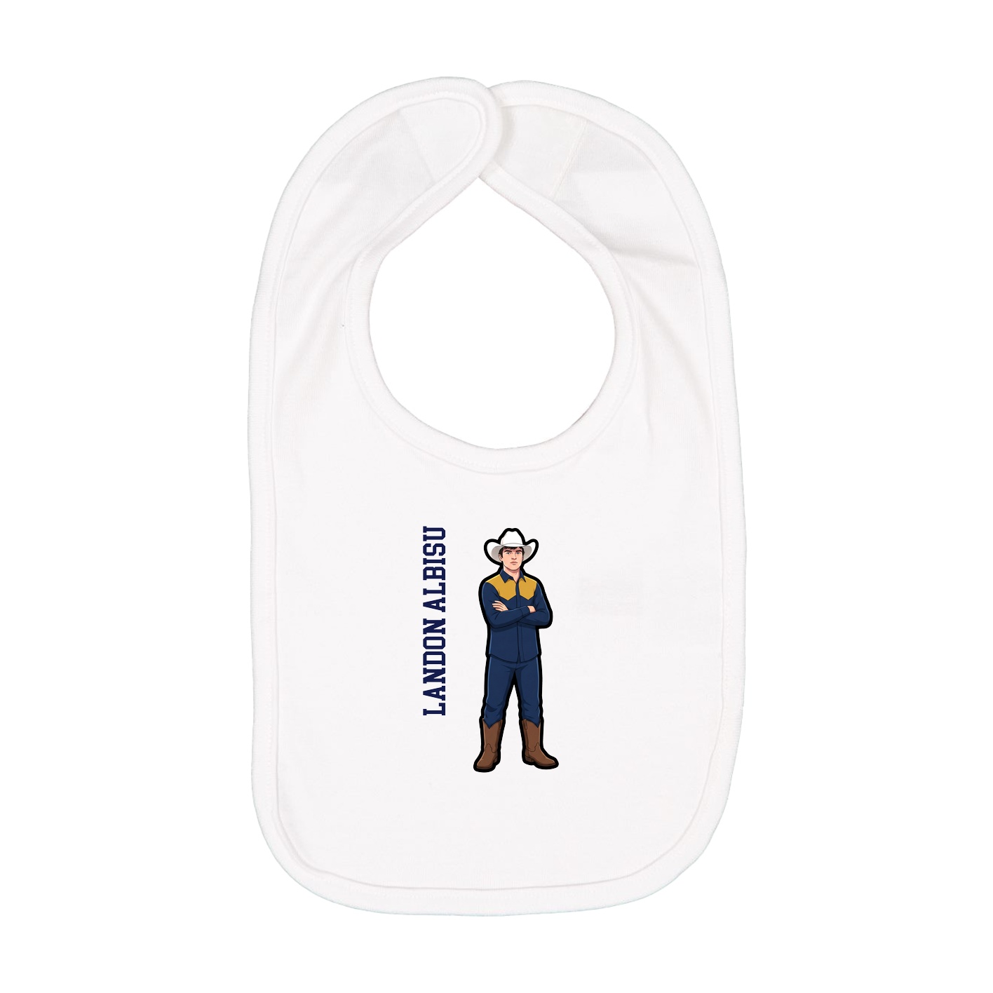 Infant Bib — Name Vertical in White