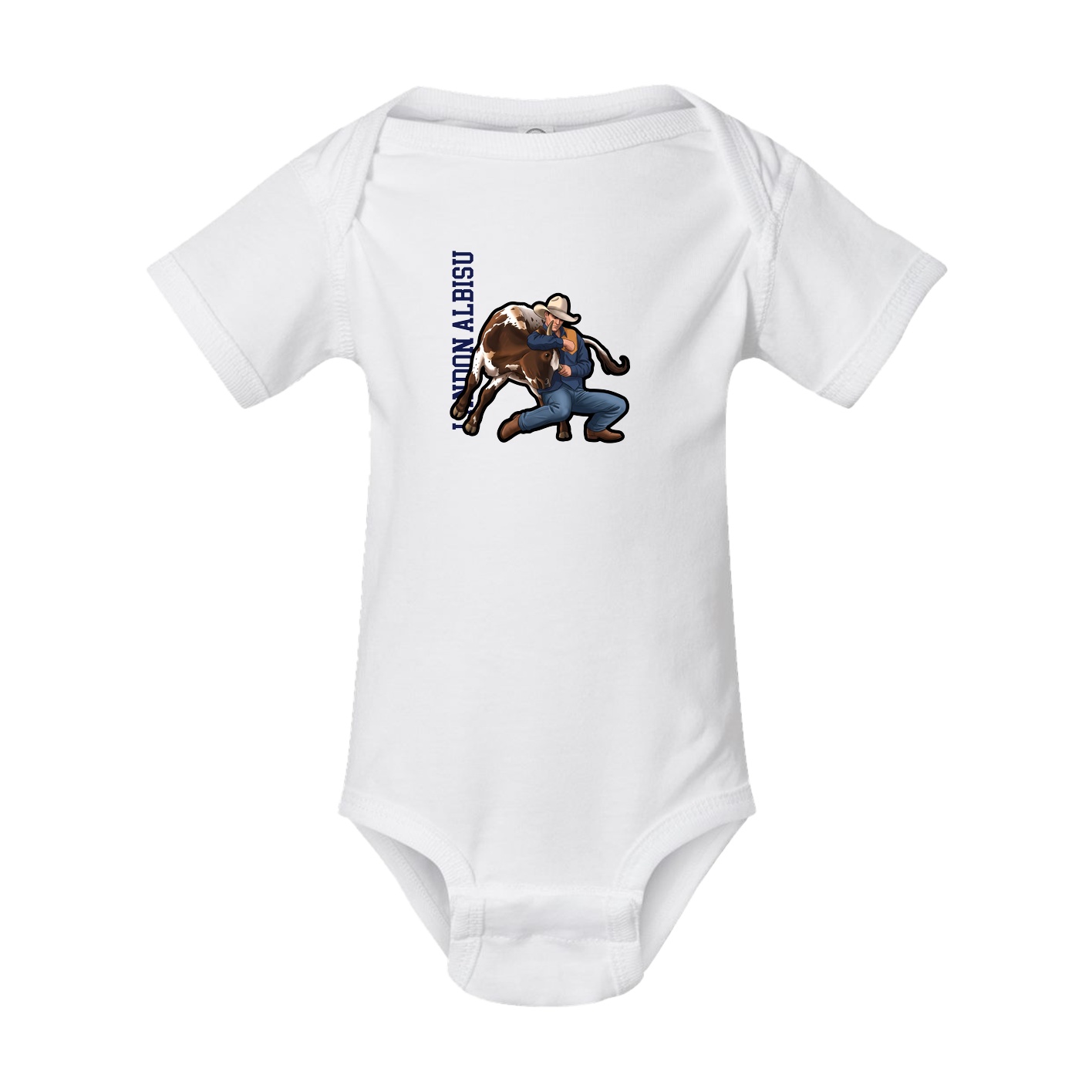 Baby Onesie — Name Vertical in White