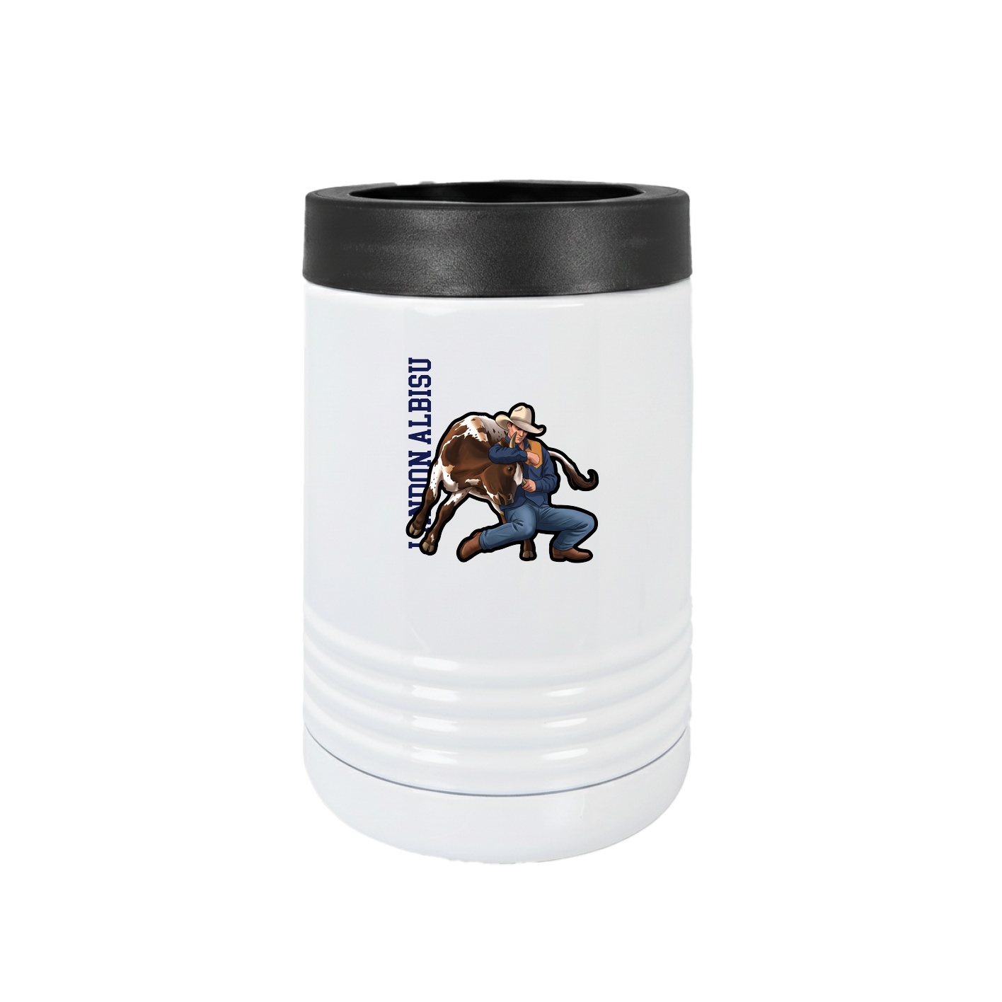 Beverage Holder — Name Vertical in White