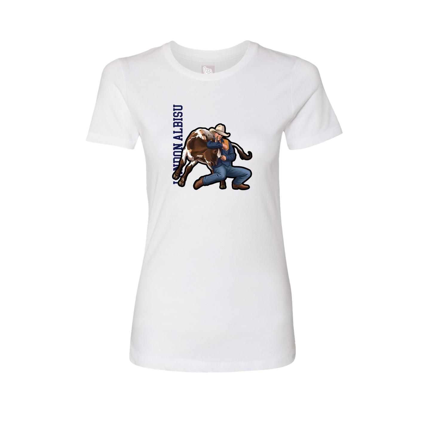 Fitted Women's Tee — Name Vertical in White