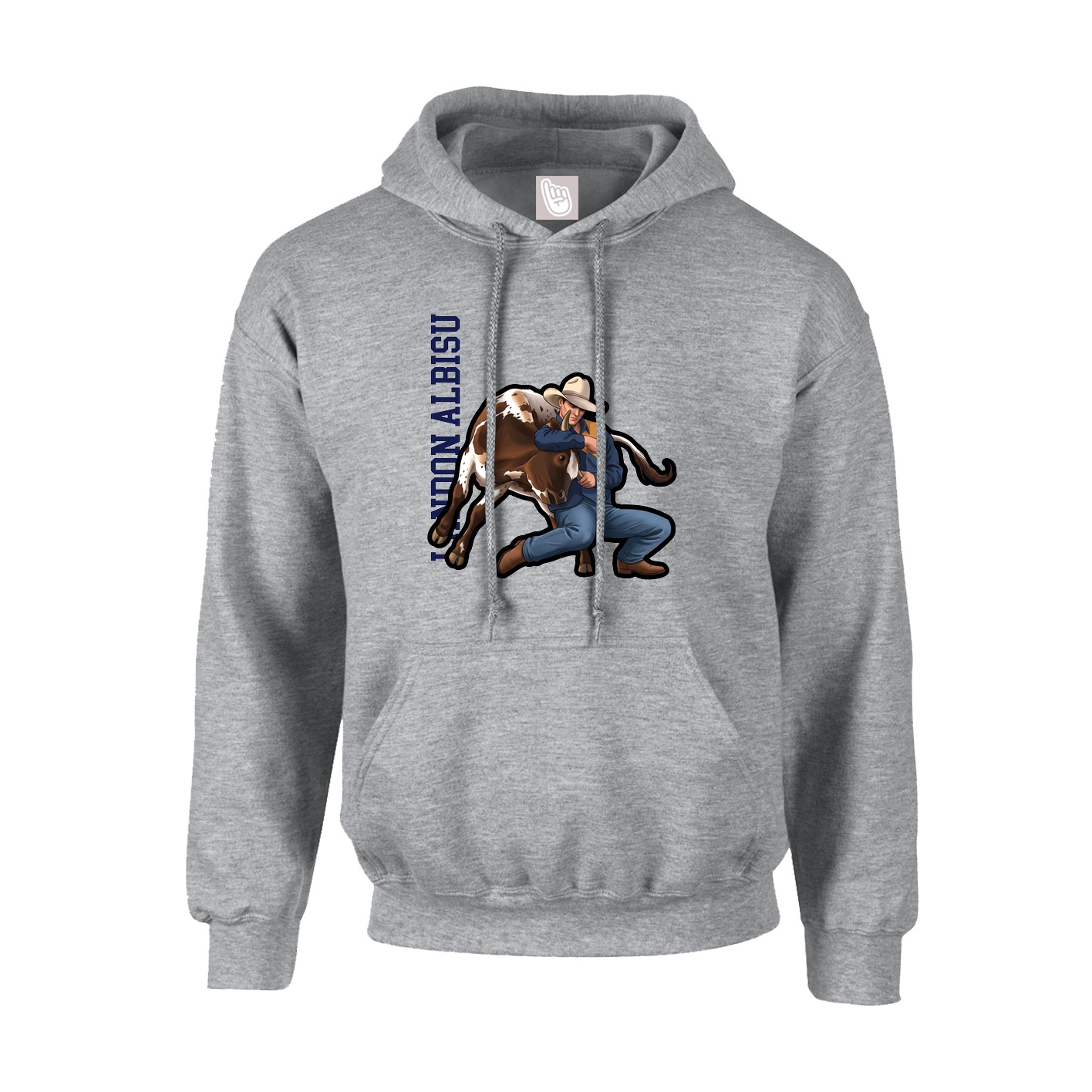 Hoodie — Name Vertical in Grey